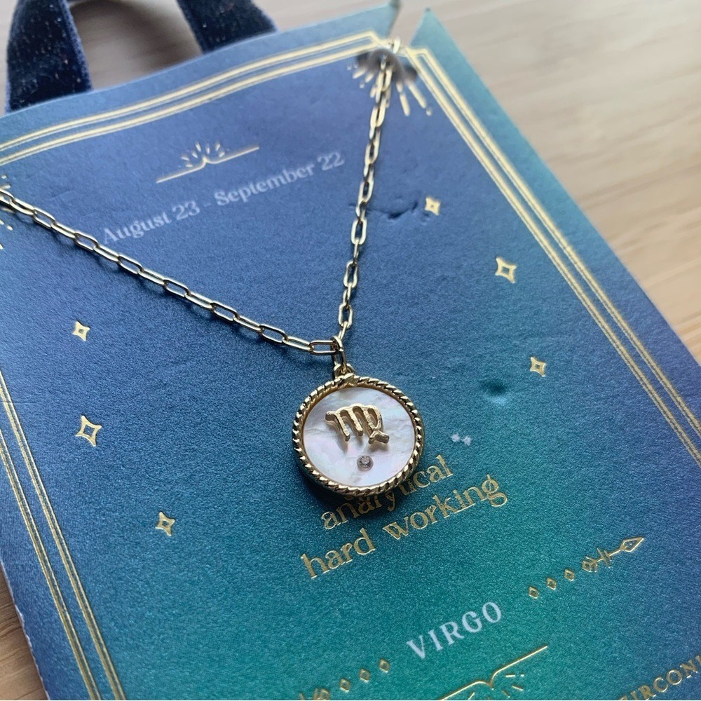 Beloved + Inspired 14K Gold Dipped Mother of Pearl Zodiac Pendant Necklace - NWT - Picture 5 of 6